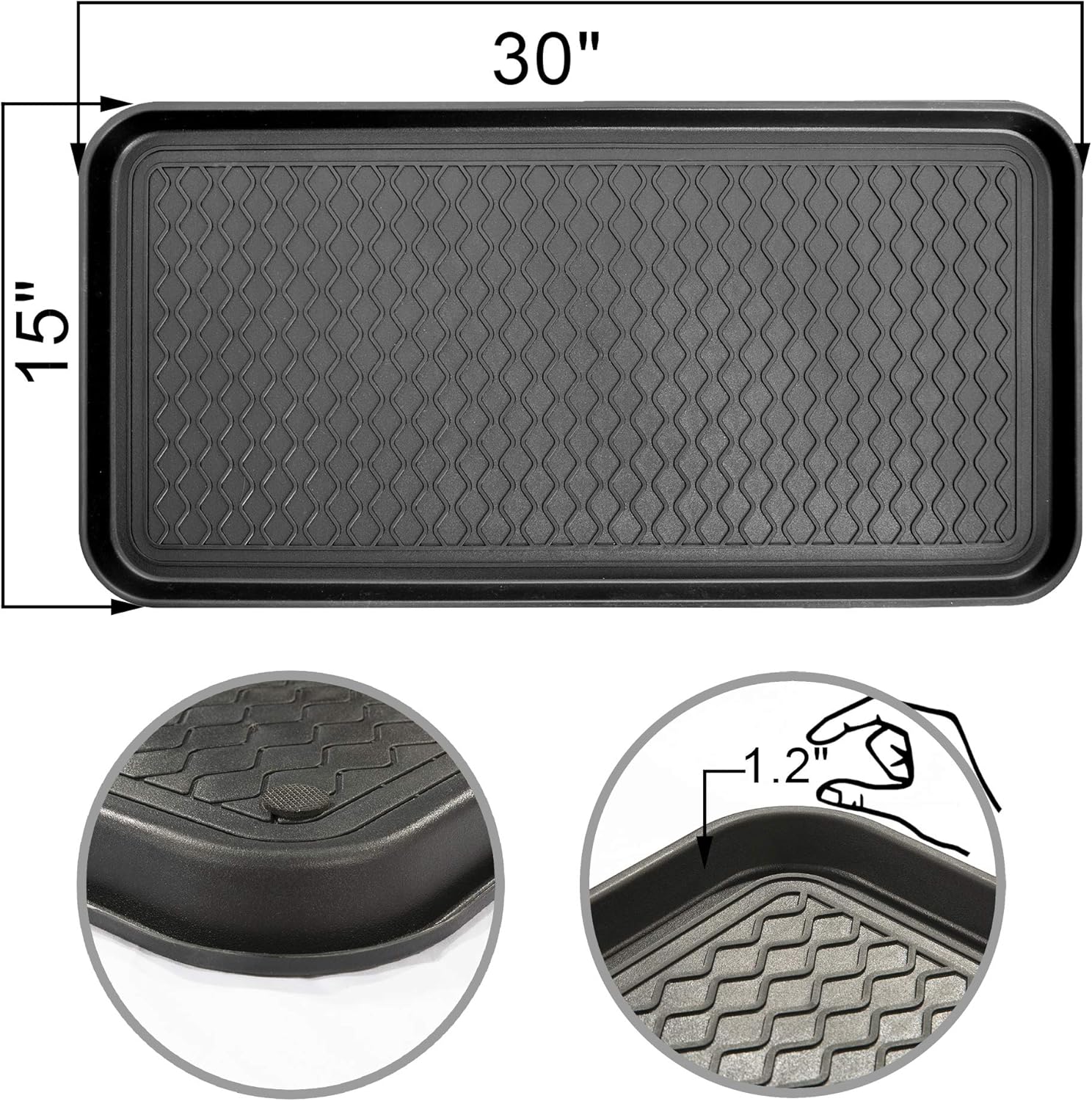 Ottomanson TRY400-30X15 Try Trays, 30" X 15", Black: Furniture & Decor