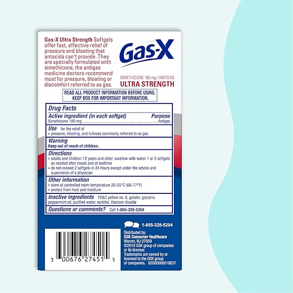 GAS-X ULTRA STRENGTH GAS RELIEF SOFTGELS WITH SIMETHICONE 180 MG FOR BLOATING RELIEF – 50 COUNT