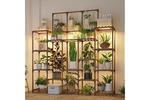 GENTINGBRO Plant Stand Indoor with Grow Light 14 tiers Large Plant Shelf for Indoor Plants Display Heavy Duty Plant Rack for Living Room Patio Decor