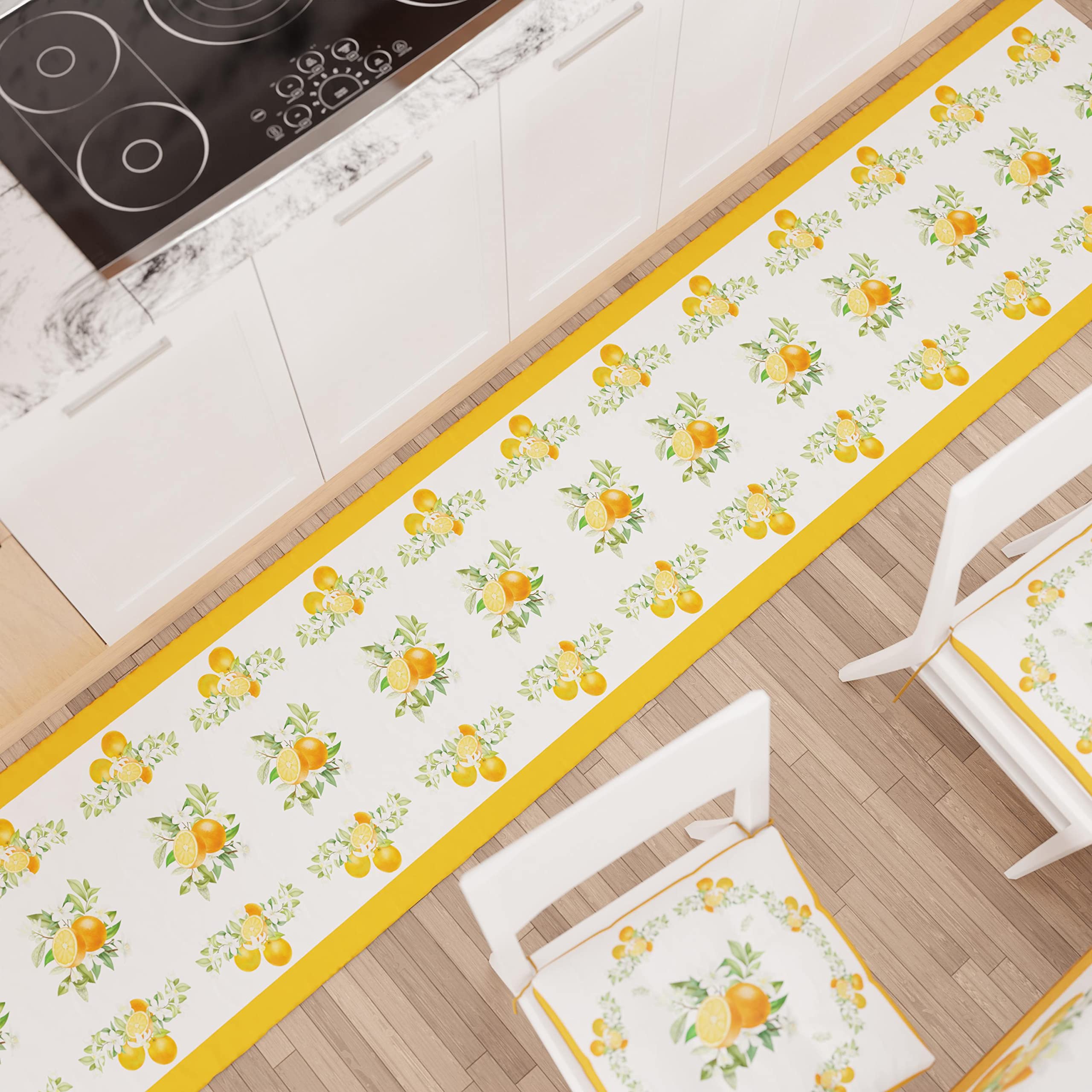 PETTI Artigiani Italiani - Kitchen Rug Kitchen Runner Non-Slip and Washable 52 x 440 cm Design Mixed Fruits 01 100% Made in Italy