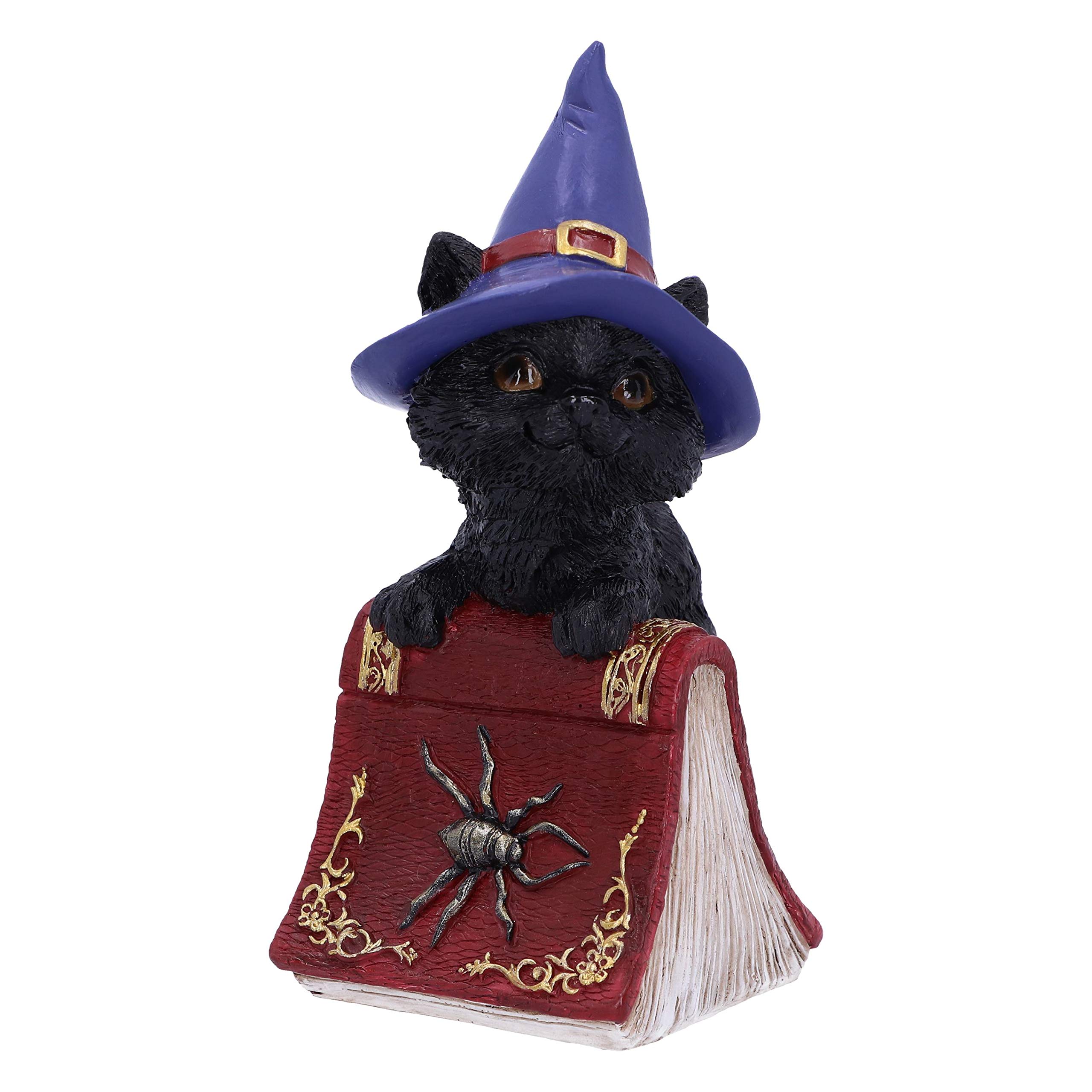 Nemesis Now Hocus Small Witches Familiar Black Cat and Spellbook Figurine, Red, 12.7cm U5231S0