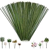 100Pcs Floral Wire, 25cm/10in, 2 Gauge, Flower Wire Wrapped with Paper, Flower Stems, Artificial Green Crafts Wire Wreath Mak