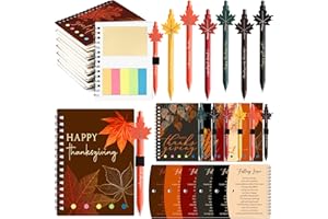 Resurhang 12 Sets Fall Thanksgiving Gifts Autumn Notebook and Fall Ballpoint Pens Set Maple Leaf Notebook Friendsgiving Autumn Gifts Bulk for Student Classroom Office Harvest Party Favor