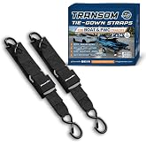 WavesRx Premium Boat &amp; Jet Ski Trailer Transom Tie Down Straps - Adjustable Marine Boat Trailer Strap via Quick Release Buckle - Boats Transom Straps &amp; Watercraft Accessories for Safe Transport