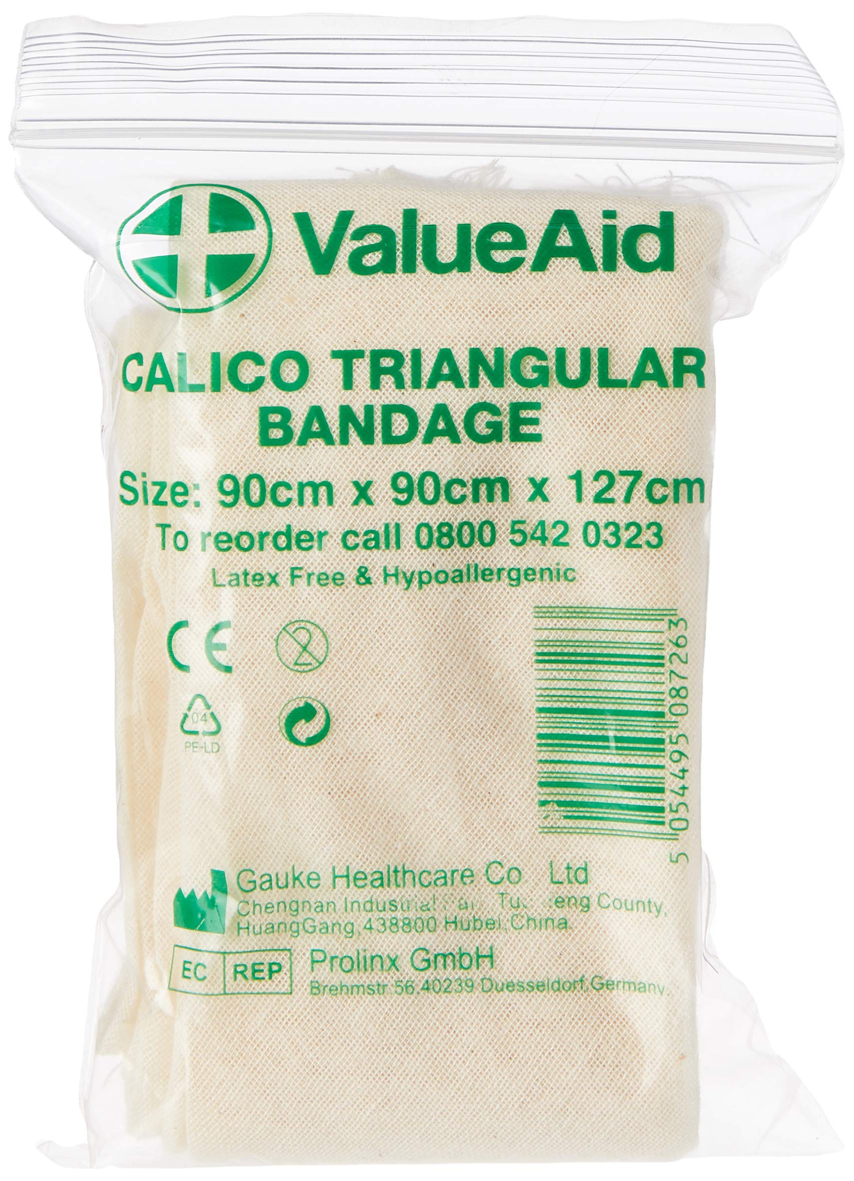 Value Aid Calico Triangular Bandage - Single, White
