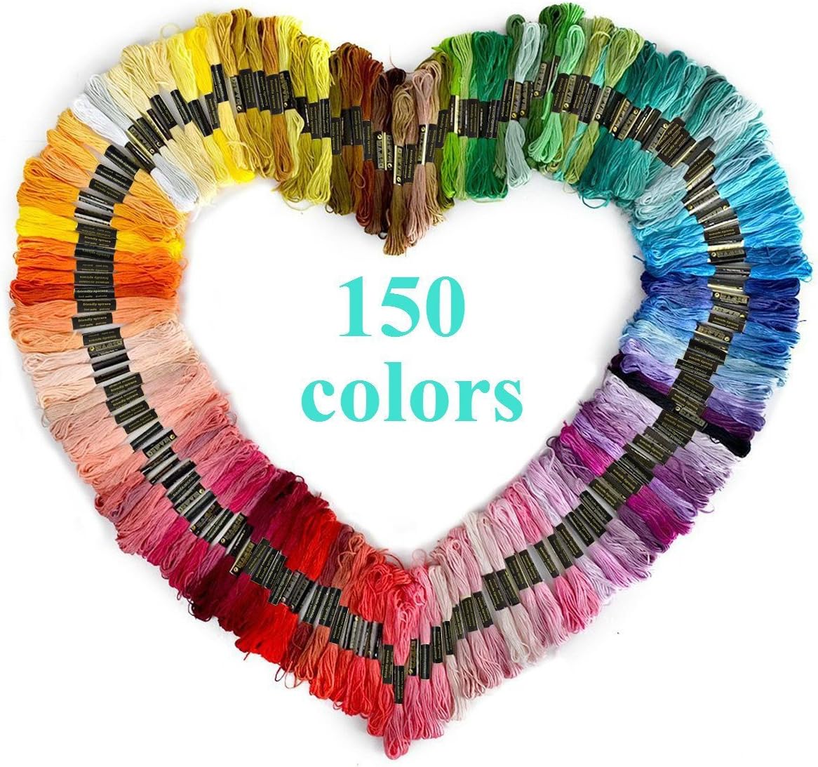 150 Skeins of 8m Multi-Color Soft Cotton Cross Stitch Embroidery Threads Floss Sewing Threads