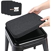 BUYUE Natural Linen Magnetic Bar Stool Cushions Set of 4, Enhanced Anti-Slip Breathable Small Chair Seat Pads for Café Bistro Stackable Metal Stools (Square, Black, 4 Counts)