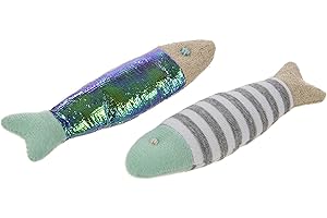 Petlinks (2 Count) HappyNip Flipper Fish Cat Toys, Contains Silvervine & Catnip - Multi Color, 2 Count