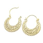 Filigree hoop Earrings, 14k Gold plating hoop Earrings, Dainty Earrings, Lace hoop earrings, Gypsy earrings, Boho gold hoops