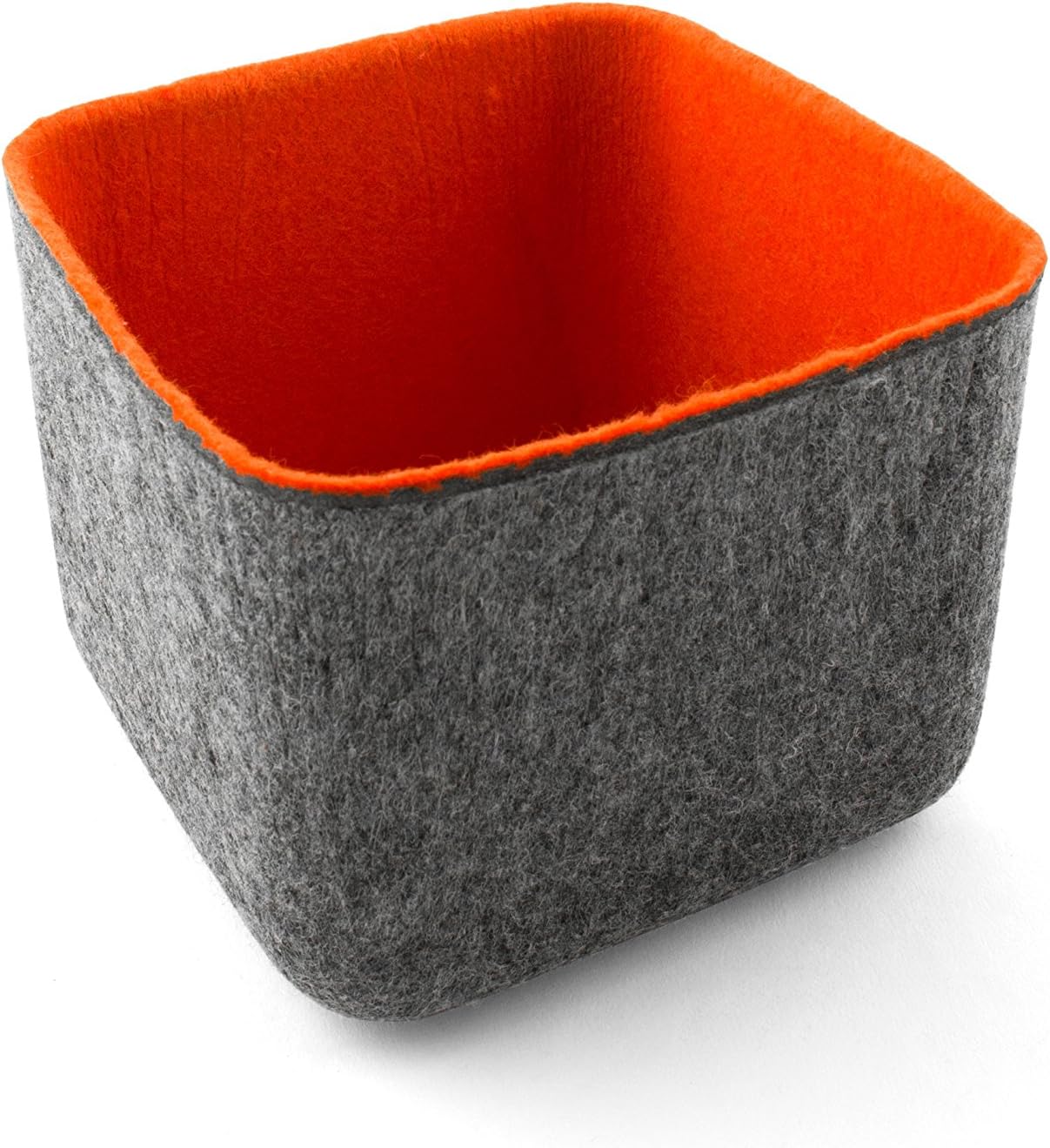 Three by Three Seattle Get Organized with Colorful Two-Tone 'felt-like-it!' Bin: Perfect for Office, Craft Room, Classroom, Living Room, Bedroom Storage, and More (Orange)