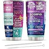 Scorpio Gifts for Women,Scorpio Birthday Gifts, Zodiac Scorpio Tumbler, Astrology Gothic Witchy Gifts, Constellation Insulated Tumbler With Lid Straw Purple Coffee Mug 20 OZ
