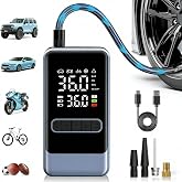 [2026 Upgraded] Tire Inflator Portable Air Compressor, Cordless Pump ﻿ | Air Pump For Car Tires, Digital Pressure Gauge, LED Light, Auto Shut-Off Function, for Auto, Motorcycle, Bicycle, Ball