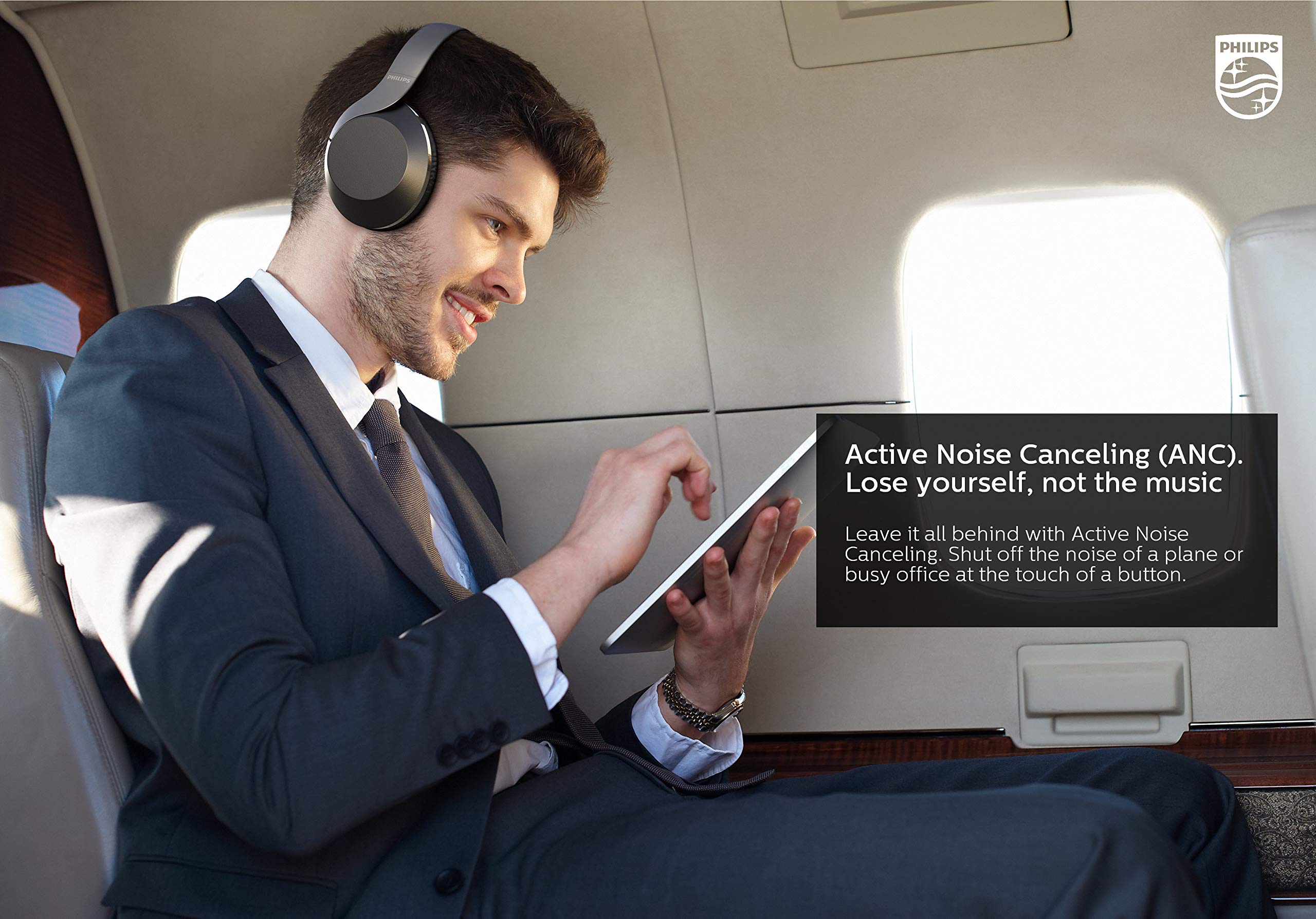 Philips PH805 Active Noise Canceling (ANC) Over Ear Wireless Bluetooth Performance Headphones w/Hi-Res Audio, Comfort Fit and 30 Hours of Playtime (TAPH805BK)