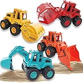 exinddea 4PCS Construction Toys,Friction Powered Construction Truck Toys Vehicles,Mini Construction Vehicles Toys Sand Truck Toys,Bulldozer Excavator Roller Truck Toys Gift for Kids Boys Girls