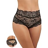 comeondear Sexy Cheeky Underwear for Women Lace Floral Bikini Criss Cross Panties Ladies Cute Hipster Plus Size Briefs