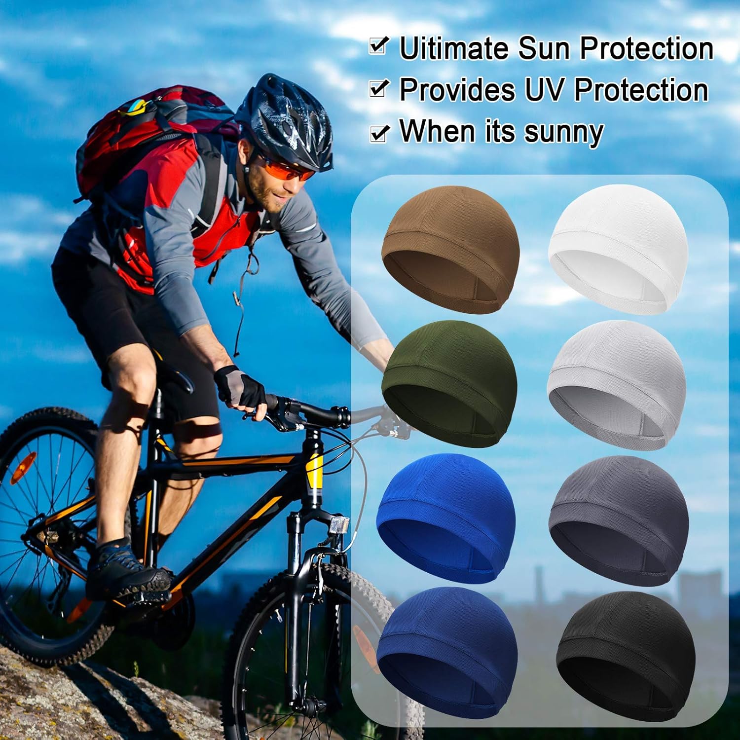 Geyoga 16 Pieces Cooling Cycling Helmet Liner Beanie Cap Sweat Wicking Skull Cap Running Hats for Men and Women (Classic Colors): Clothing