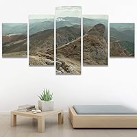 SIGNWIN 5 Panel Canvas Wall Art Modern Art Expressive Landscape Modern Mountain Top Multicolor Photography for Home Decorations Ready to Hang - 60