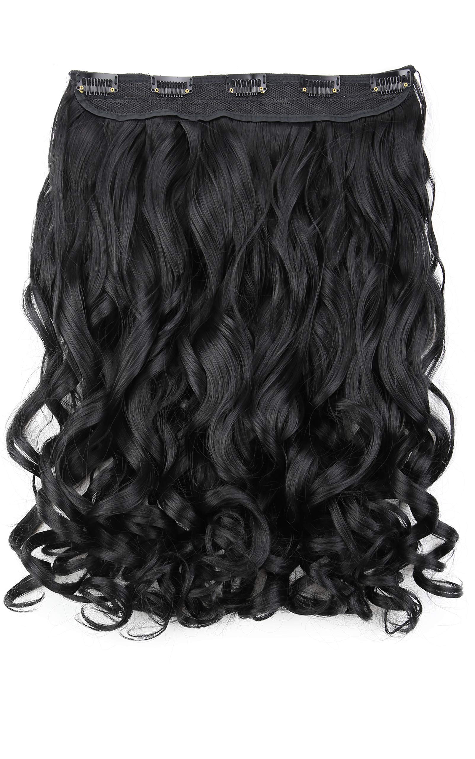 CAISHA 16" Clip In Extensions Hair Extensions Hairpiece Wavy Deep Black C51-1 — image 1