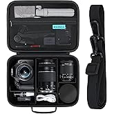 RAIALL Camera Case for Canon EOS Rebel T7/R50/R50V/R100/R6 Mark II/R5/ R8/R10/RP/R7/Sony/Nikon D7500 DSLR Camera, Lens, Tripod, Hard Protective Travel Bag with a Shoulder Strap and 5 Dividers, Black