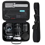 RAIALL Camera Case for Canon EOS Rebel T7/R50/R50V/R100/R6 Mark II/R5/ R8/R10/RP/R7/Sony/Nikon D7500 DSLR Camera, Lens, Tripod, Hard Protective Travel Bag with a Shoulder Strap and 5 Dividers, Black