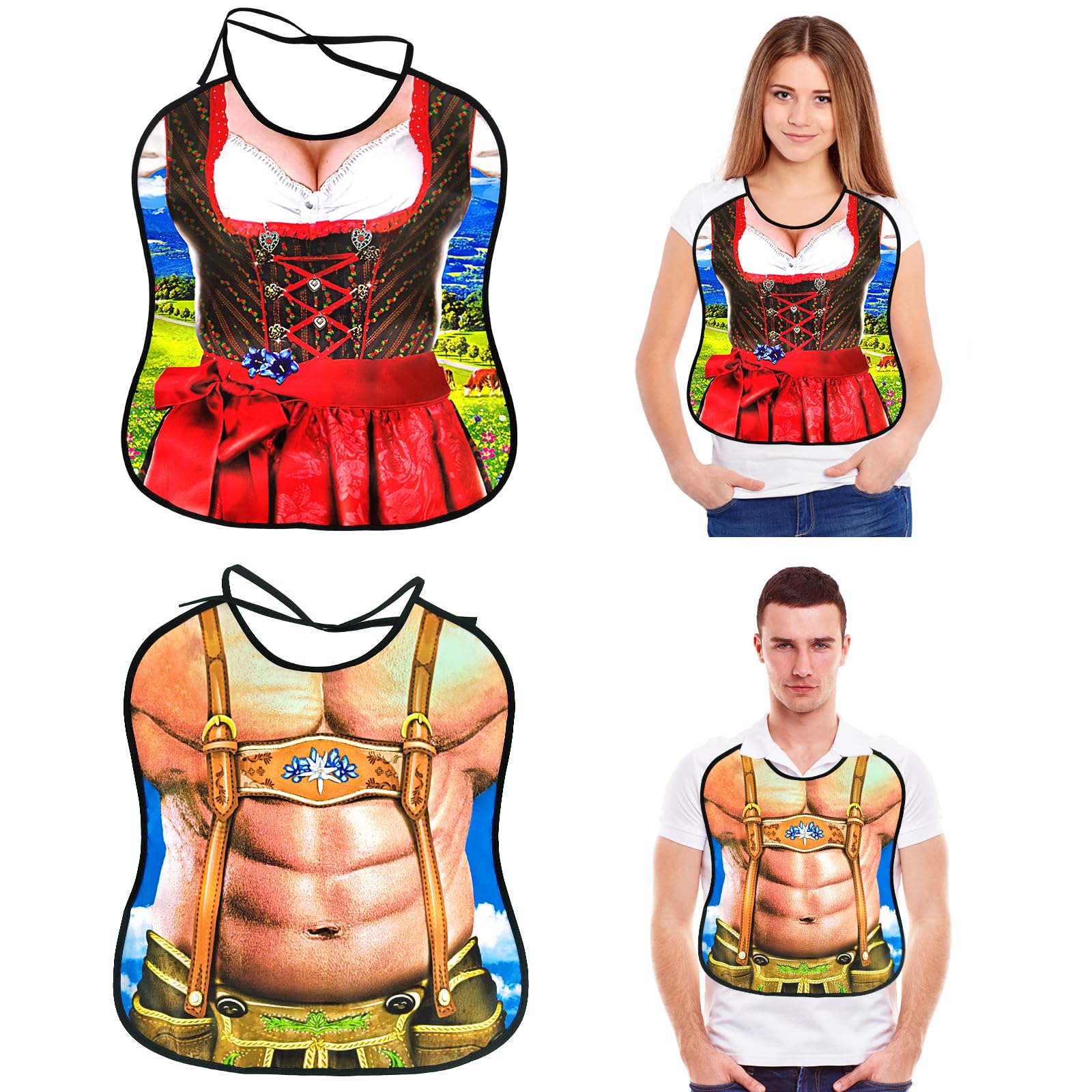 Funny Adult Bibs, 2PCS Washable Clothing Protectors for Men Women, Novelty Joke Bib for Senior Elderly Party Gifts (A)