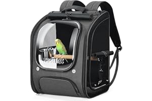 Bird Travel Carrier with Standing Perch and Comfy Mat,Small Bird Parrot Parakeet Carrier Breathable Collapsible,Bird Backpack