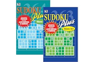 Kappa Sudoku Puzzles Book - 8" x 5" Digest Size 2 Titles, Brain Workout Number Match, Easy to Hard for Training Learning with