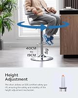 HNNHOME Modern Emper Padded Swivel Faux Leather Bar Stool Light Grey view 3