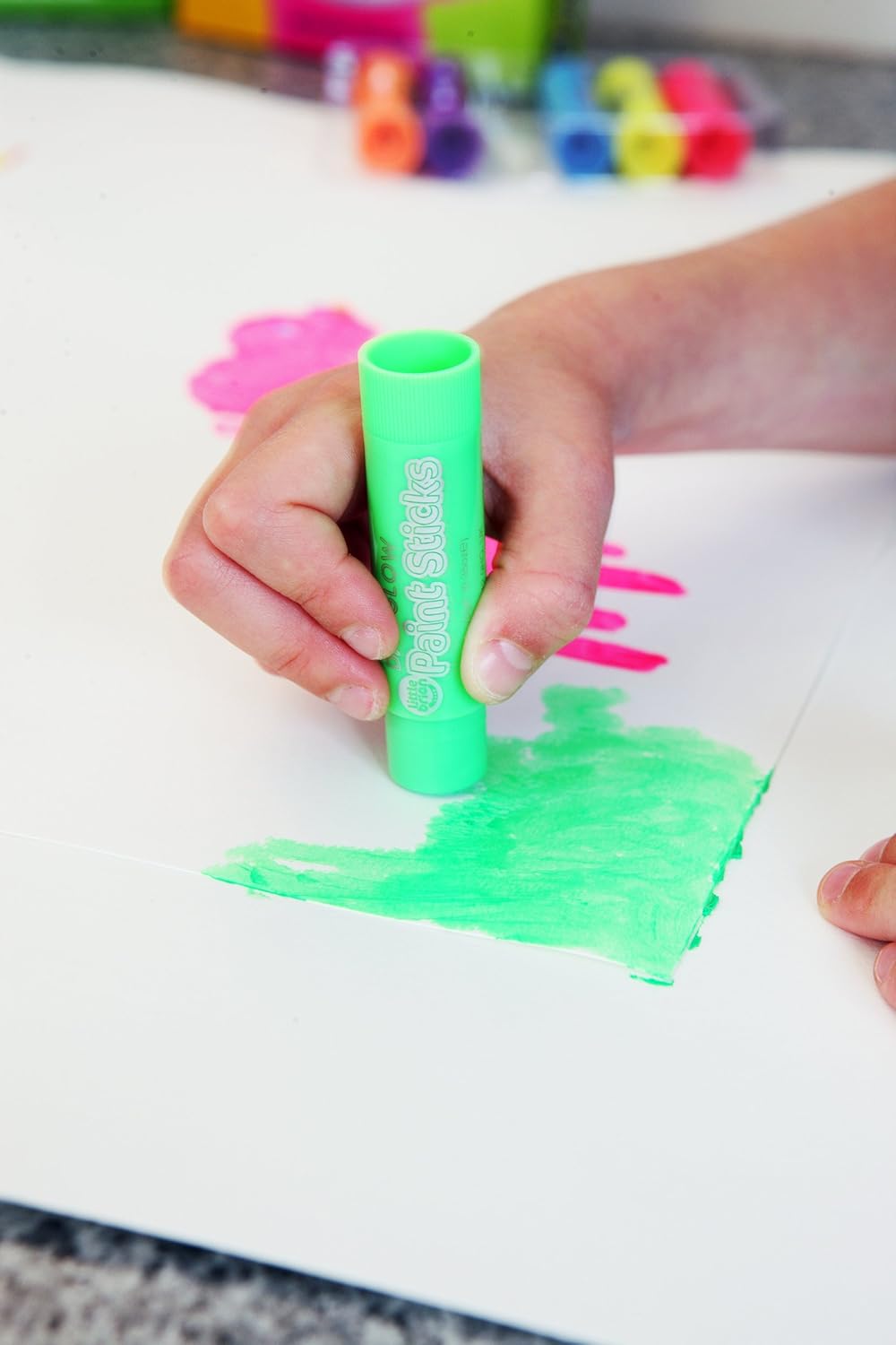 Little Brian Paint Sticks For Kids, 6 Pack Assorted Neon Colours, Mess-Free, Easy Clean Up, Fast Drying Action - Image 4