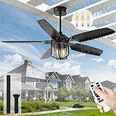 52 inch Outdoor Ceiling Fans with Lights for Patios, IP65 Waterproof Ceiling Fan with Remote and 6-Speed DC Motor, Gazebo Cei