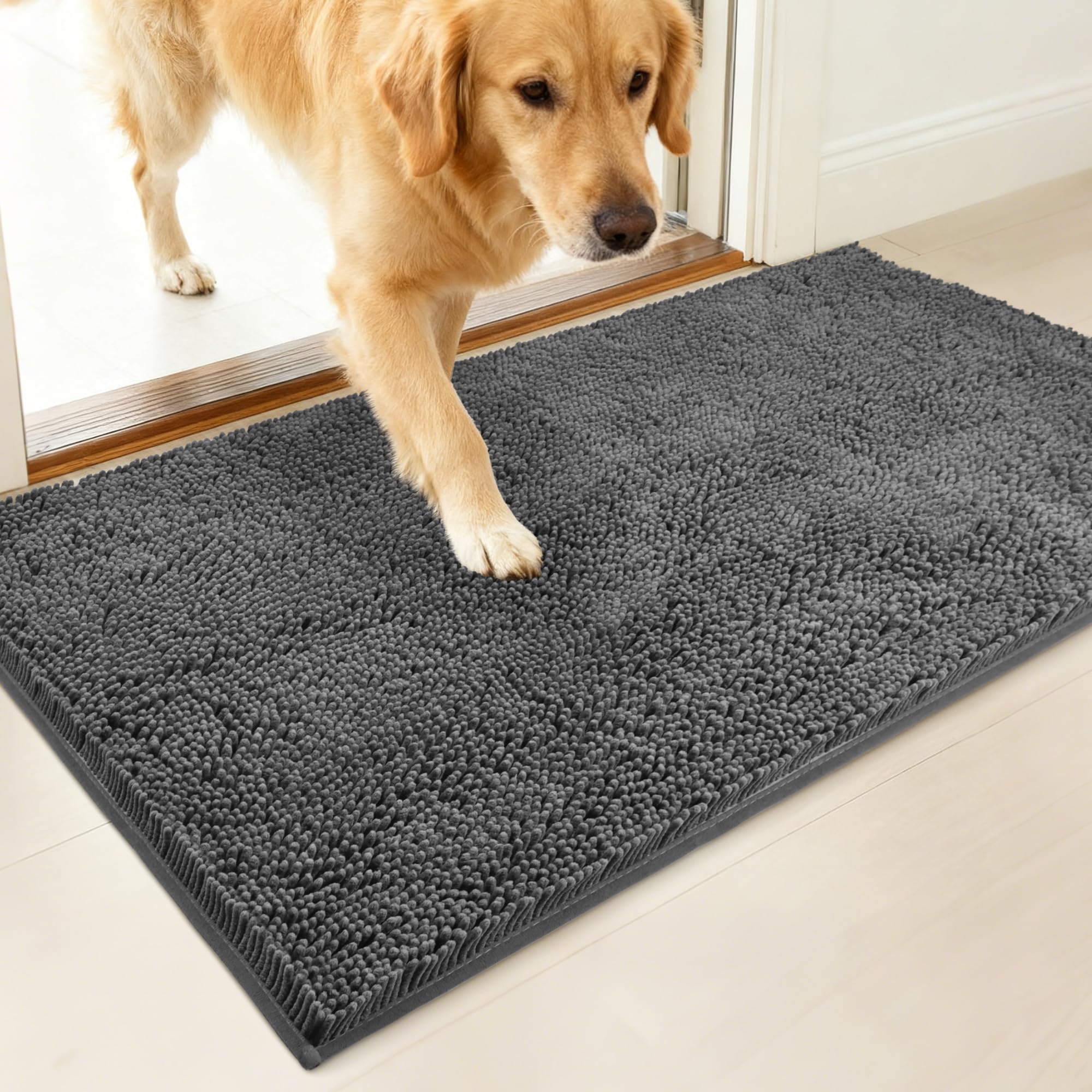 Photo 1 of 100pointONE Dog Door Mat Indoor Entrance, 72" x 48" Absorbent Chenille Door Rugs for Entryway Indoor, Non-Slip Dog Mud Mat for Muddy Paws, Soft, Washable