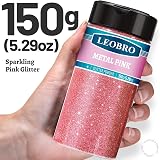 LEOBRO Pink Extra Fine Glitter 150g 5.29oz Resin Craft Bulk Glitter Powder view 2