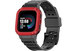 MiRUSI Compatible For Fitbit Smart Watch Versa 4/3/2/1/Fitbit Versa Lite/Fitbit Sense 2/Fitbit Sense Bands with Case, Protective Case Strap Rugged Sport Protect Wristbands For Men Women