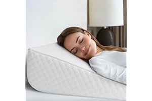 BEKWEIM Bed Wedge Pillow | Unique Curved Design for Multi Position Use | Memory Foam Wedge Pillow for Sleeping | Works for Back Support, Leg, Knee | Includes Cover Plus Extra Sheet (White)
