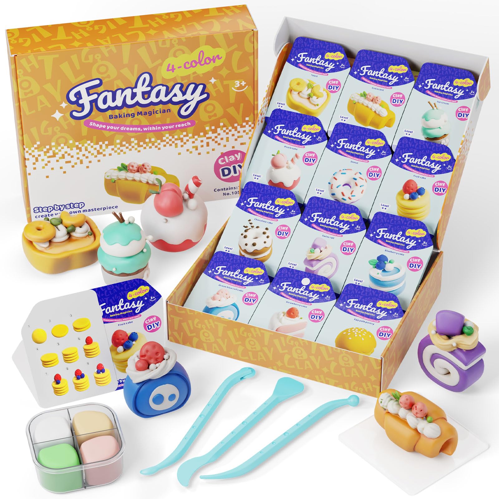 Photo 1 of Air Dry Modeling Clay for Kids - Baking Artisan, 12 Boxes Clay Kit with 9 Tools & Tutorials, Soft DIY Craft Kit for Art Projects, Creative Gift for Boys & Girls Ages 3+