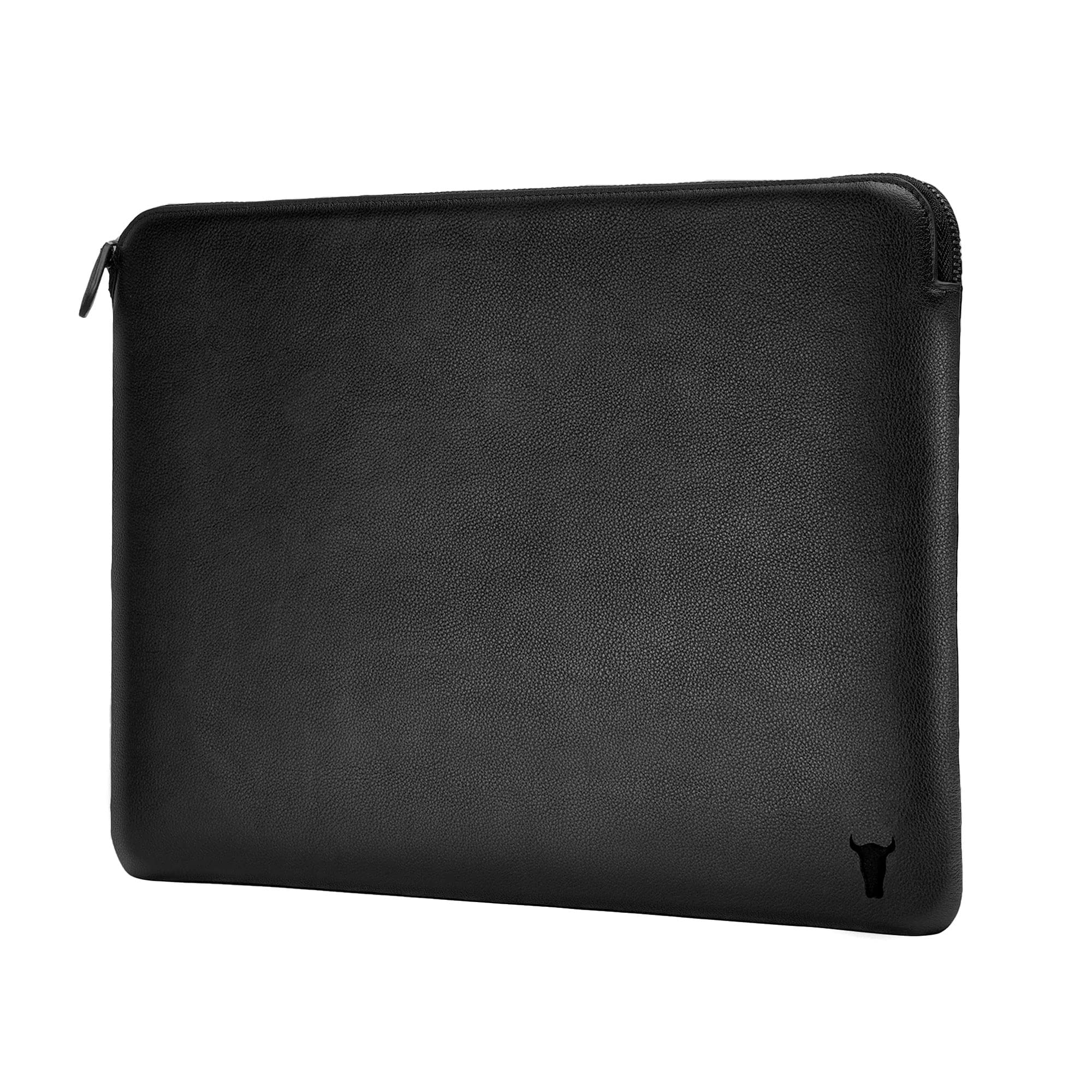 TORRO Laptop Case – Genuine Leather Laptop Sleeve with Zip Closure and Wool Felt Lining Compatible with 13 to 15.6 inch Laptops (Black)