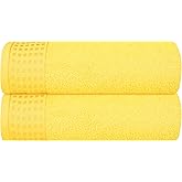 GLAMBURG 100% Cotton 2 Pack Oversized Bath Towel Set 28x55 Inches, Ultra Soft Highly Absorbant Compact Quickdry & Lightweight Large Bath Towels, Ideal for Gym Travel Camp Pool - Lime Yellow