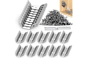 YAAYII Corner Brackets for Wood, 100 PCs Universal Stainless Steel Furniture Corner Connector, Multifunctional Corner Bracket for MDF, Wood Plate Joint, Furniture Assembly