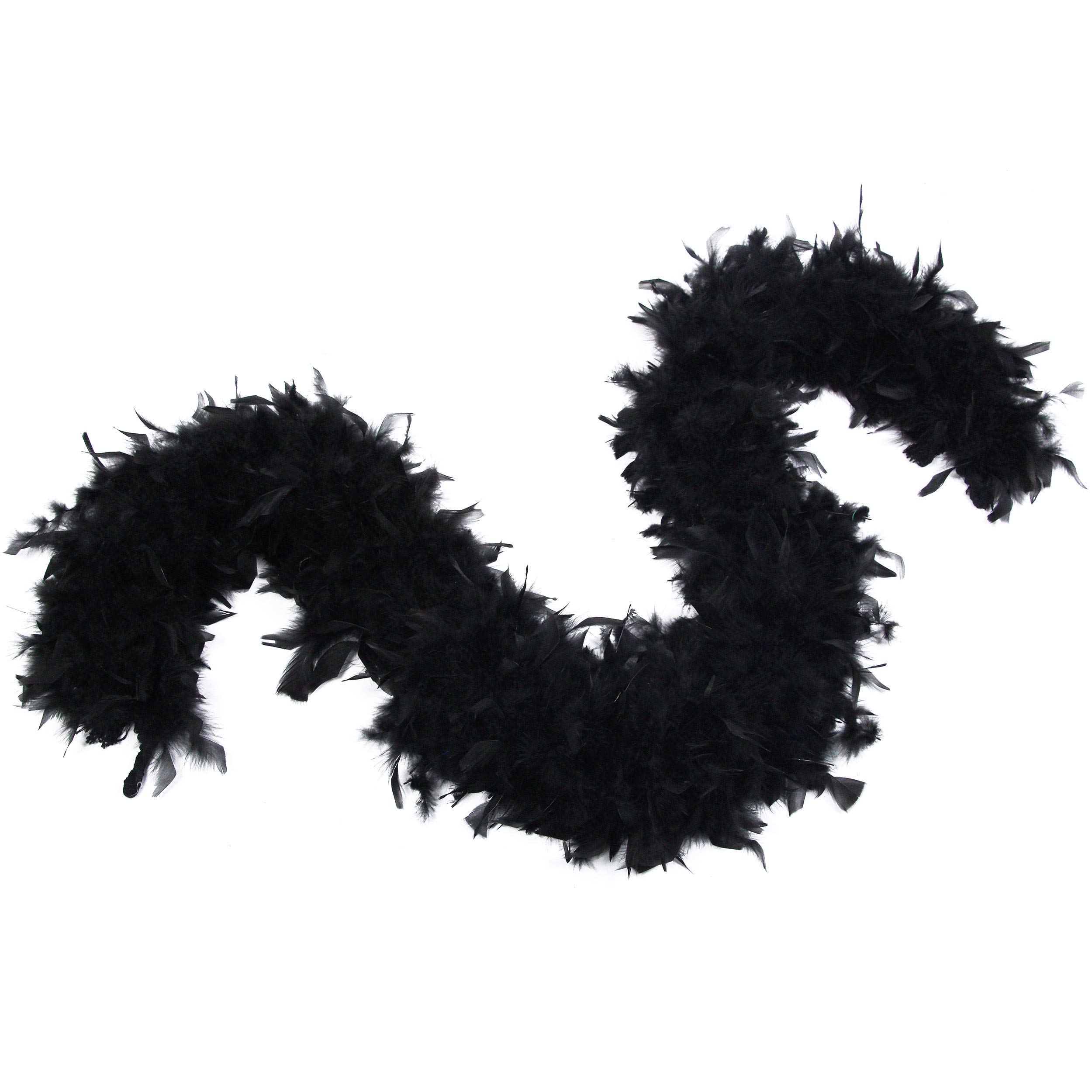 View 1 of 100 Gram 2 Yard Long Chandelle Feather Boa over 10 Colors, Great for Party, Wedding, Costume (Black)