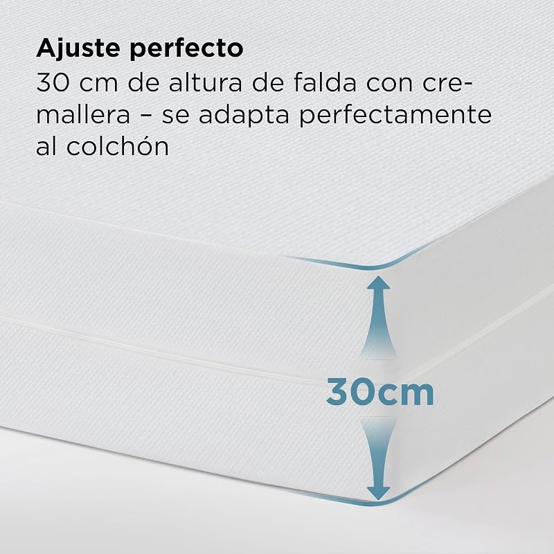 Protector de colchón 90 x 200 cm - Antichinches Antiacaros Blanco