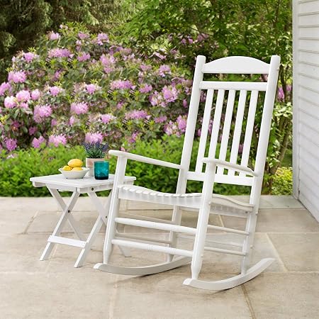 Amazon Com Sunjoy A211030303 Melody Classic Wood Outdoor Rocking Chair White Garden Outdoor