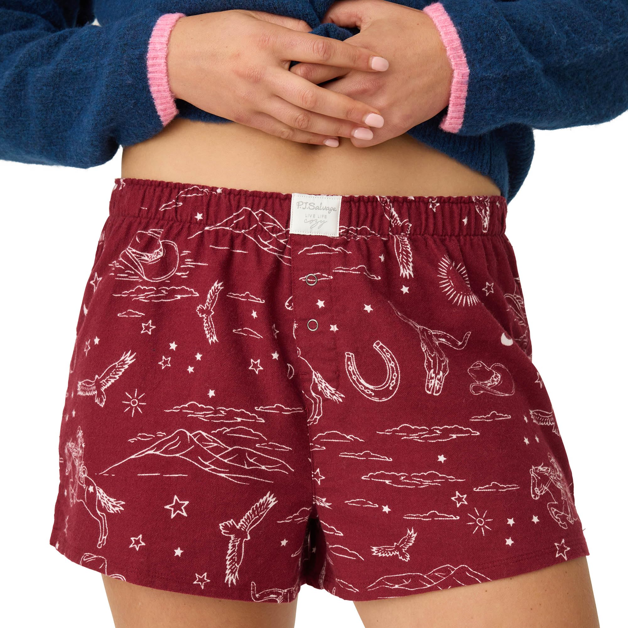 P.J. Salvage Women’s Flannel Pajama Short Bottom, Port, X-Large