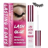 EMEDA 5 Day Strong Hold Lash Glue, Hypoallergenic Waterproof Eyelash Adhesi | ve for Strip Lashes &amp; Lash Clusters, Quick Dry Gentle Formula, Long Lasting Lash Glue with Precision Brush Applicator (White)