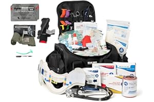 Scherber Fully-Stocked First Responder Bag | Professional EMT/EMS Trauma & Bleeding Medical Kit | HSA/FSA Approved | CAT Tourniquet, HyFin Chest Seal, Israeli Bandage & 250+ First Aid Supplies (Black)
