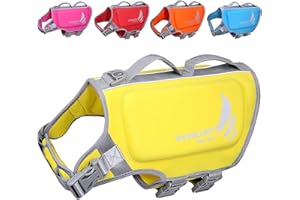 VIVAGLORY Lightweight Dog Life Jacket, Pet Life Preserver Life Vest Skin-Friendly Neoprene for Large Dogs with D-ring and Quick Release Buckle, Yellow