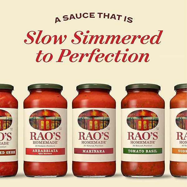 RAO’S HOMEMADE TOMATO SAUCE, 24 OZ, PASTA SAUCE, CARB CONSCIOUS, KETO FRIENDLY, ALL NATURAL, PREMIUM QUALITY, NO ONIONS OR GARLIC, WITH ITALIAN TOMATOES & OLIVE OIL, 1.5 POUND (PACK OF 1)