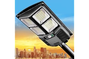 KingHe Solar Street Lights Outdoor Waterproof - 400W Dusk to Dawn Solar Parking Lot Lights,Security Flood Lights with Motion Sensor Control for Yard, Path, Garage,Home, Commercial Grade
