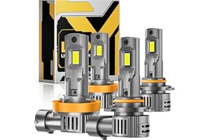BVOPLME H11 9005 Fog Bulbs Combo, 32000lm 600% Brighter Real 1:1 Mini Size 9005 H11 Fog and Drl Bulbs, Plug and Play, Pack of 4