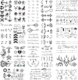 glaryyears 20pk Black Sketch Line Tiny Temporary Tattoos Stickers Face Hand view 2