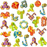 Ganowo 24 Pack Fidget Snake Cube, Mini Twist Puzzle Party Bag Fillers Bulk Toys for Kids Teens Birthday Stocking Stuffers Party Favors Supplies Goodie Bags Fillers (Yellow)